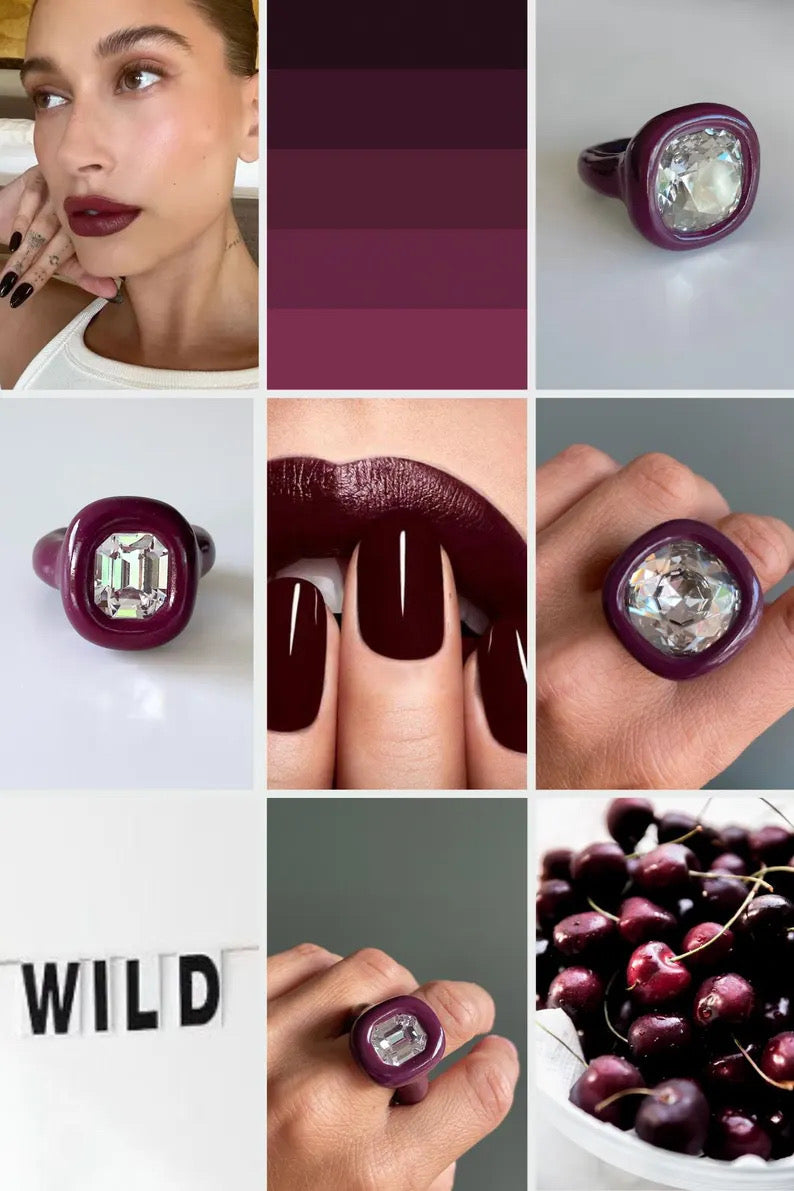 Burgundy cushion polymer ring