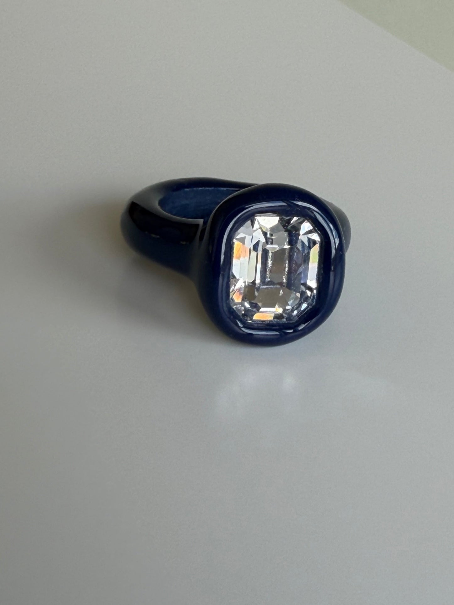 Navy octagon ring