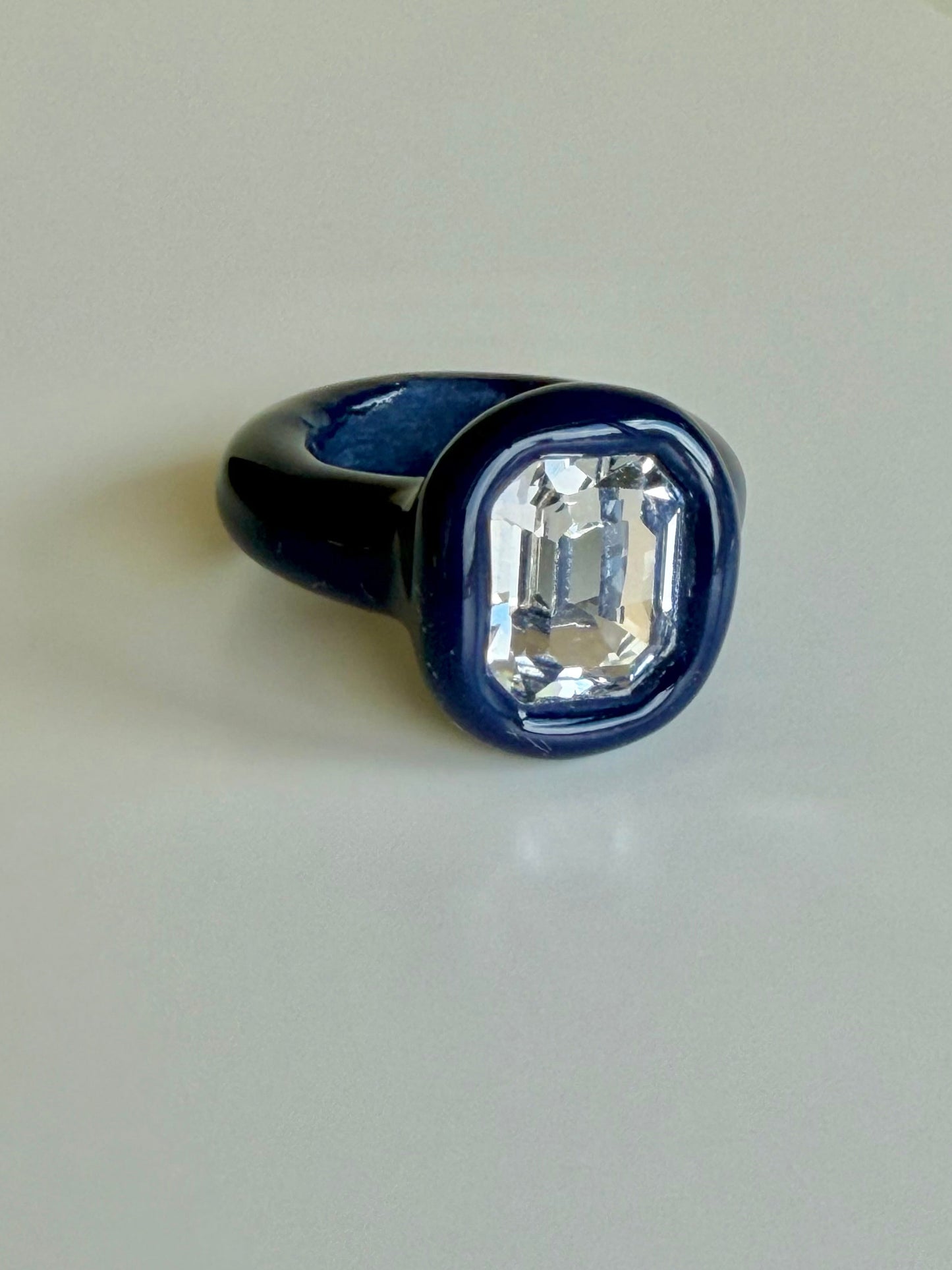 Navy octagon ring