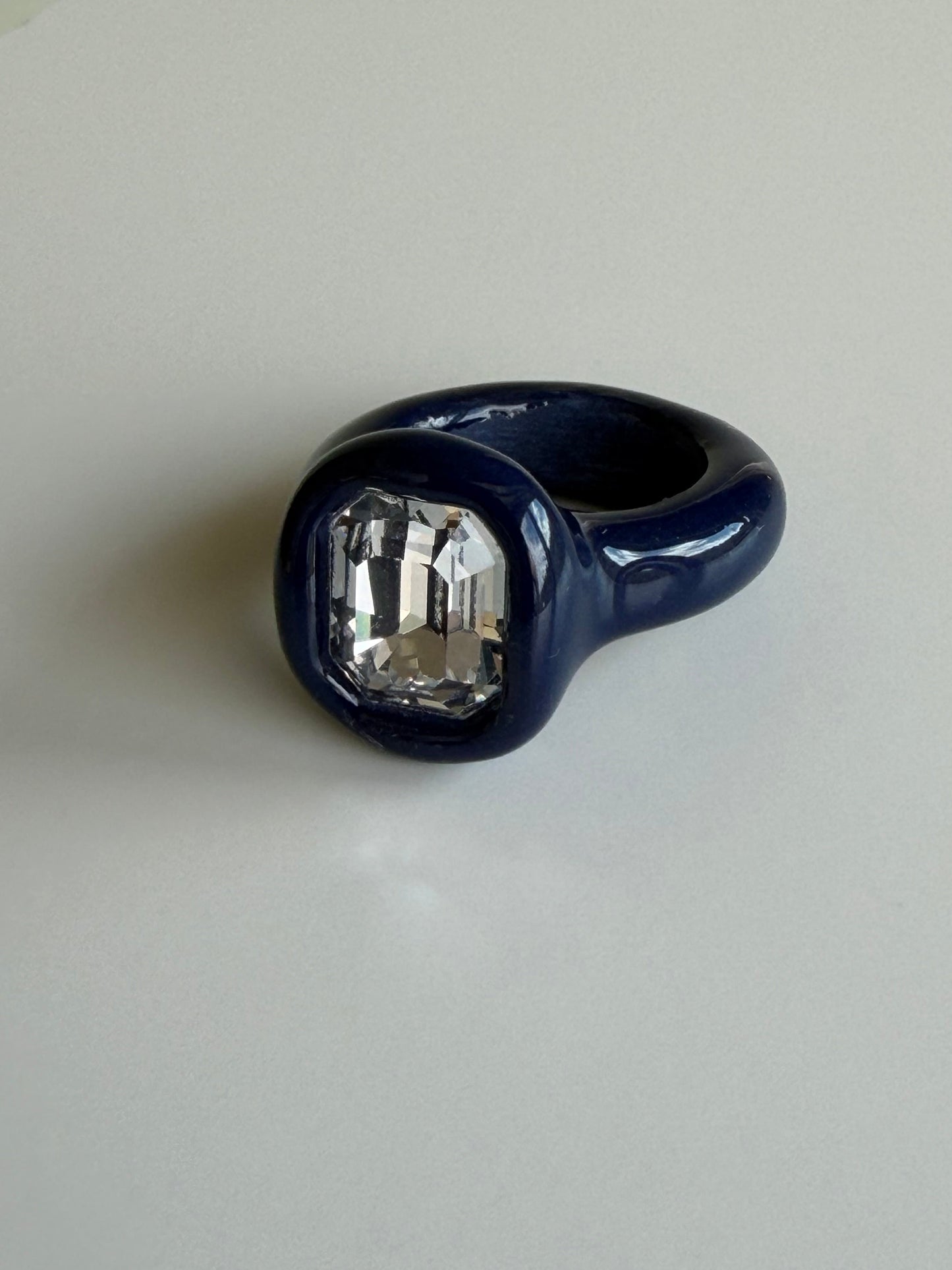 Navy octagon ring