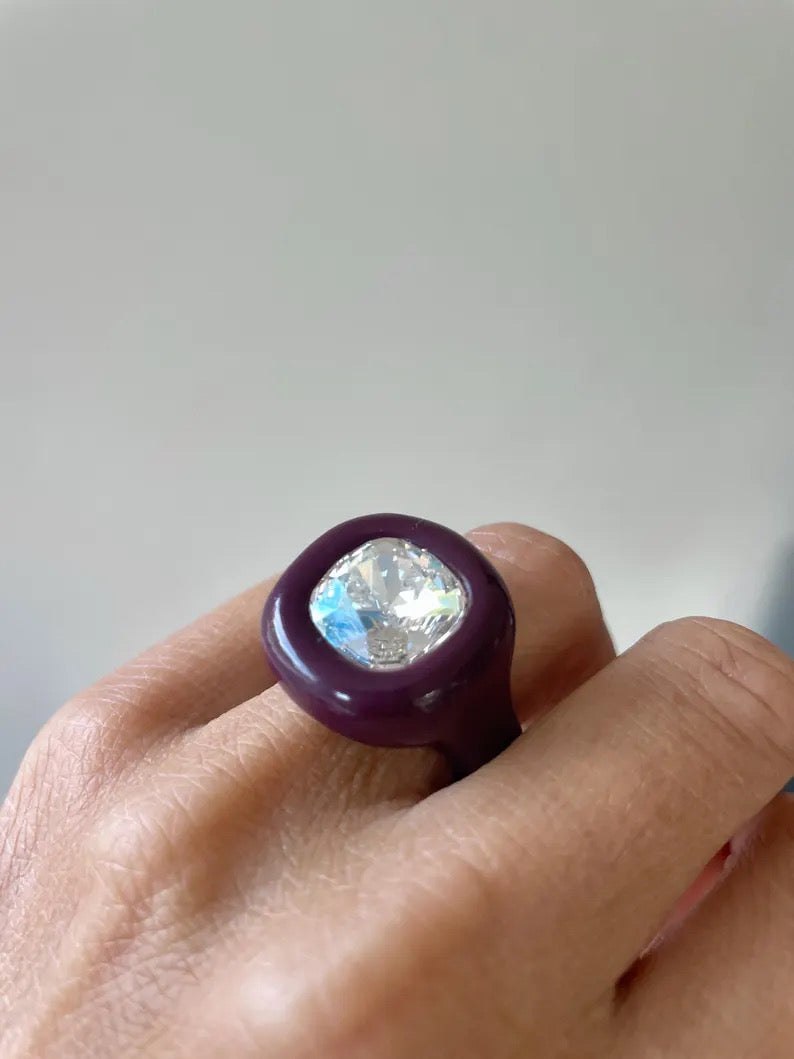 Burgundy cushion polymer ring