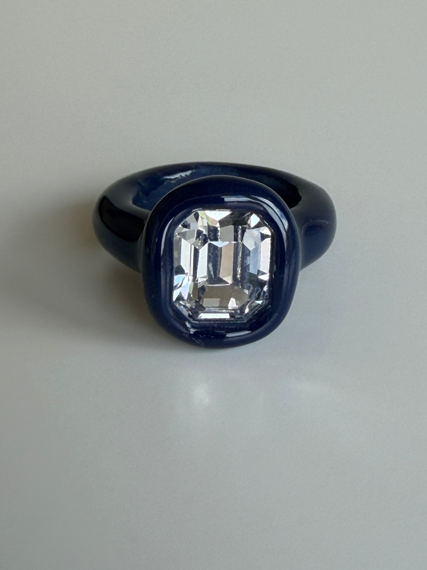 Navy octagon ring