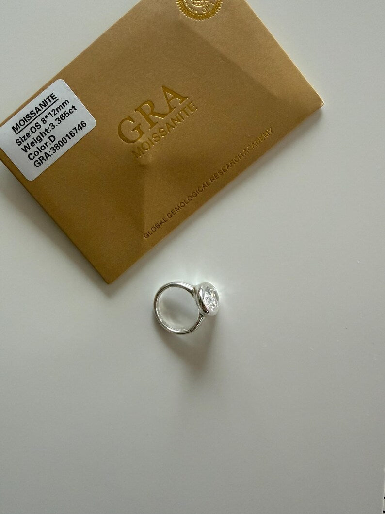 Certified Moissanite Ring solid silver