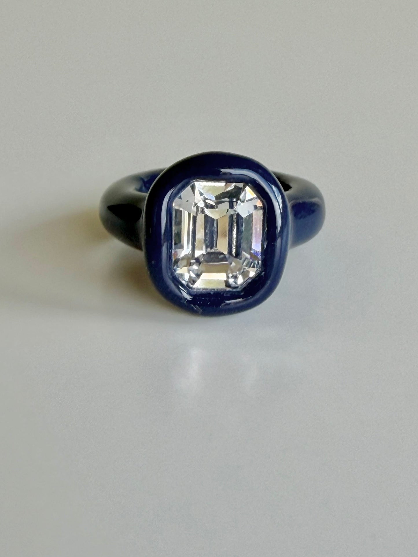 Navy octagon ring