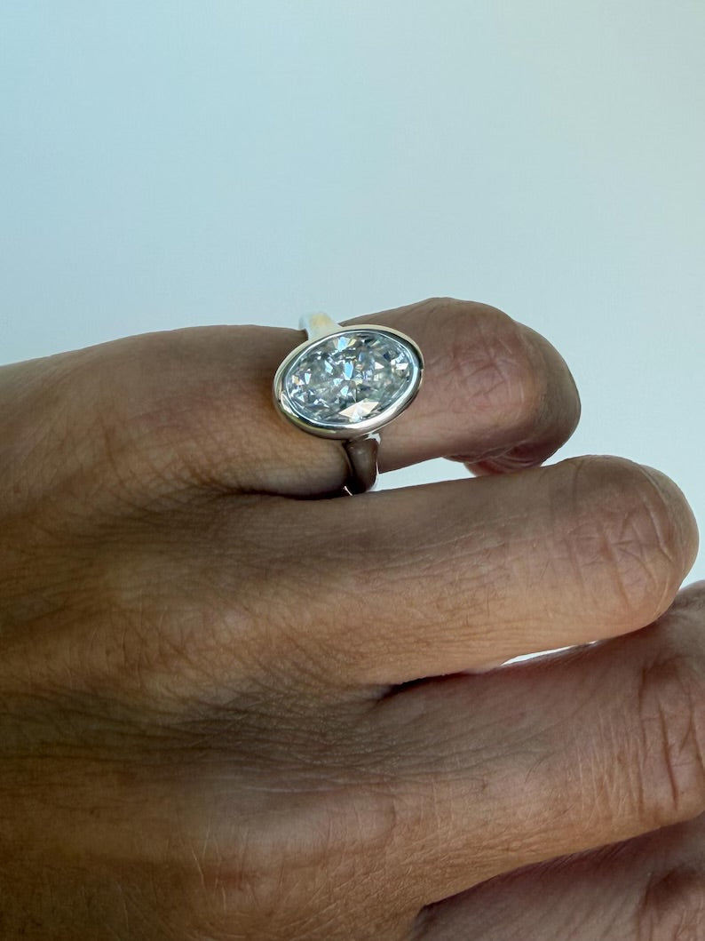 Certified Moissanite Ring solid silver