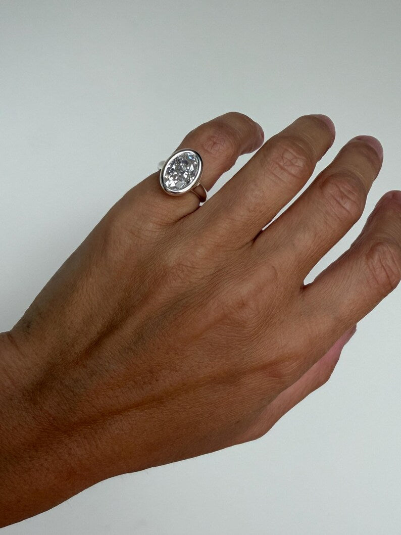 Certified Moissanite Ring solid silver