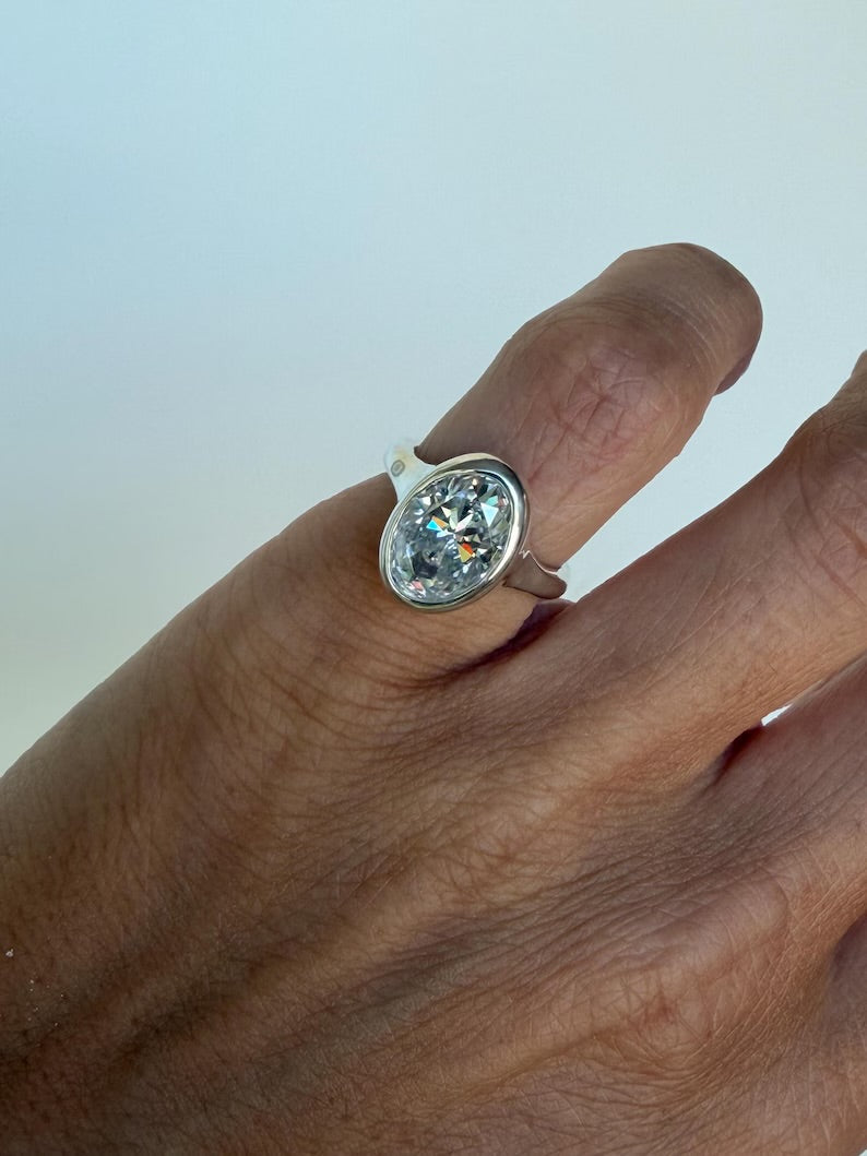 Certified Moissanite Ring solid silver
