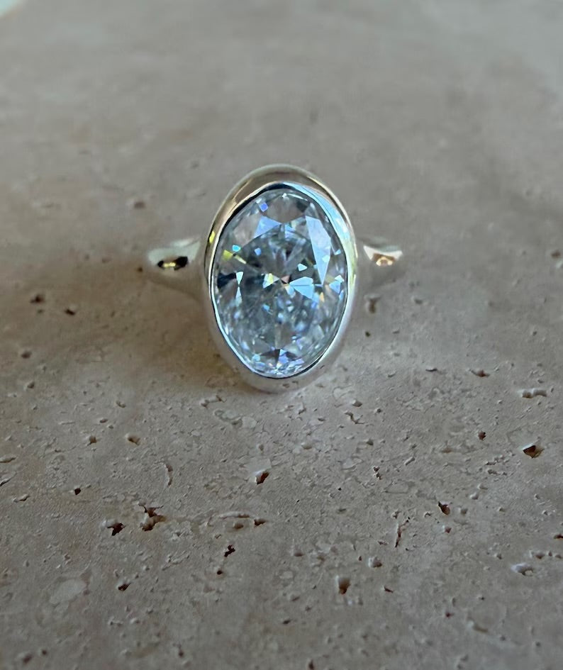 Certified Moissanite Ring solid silver