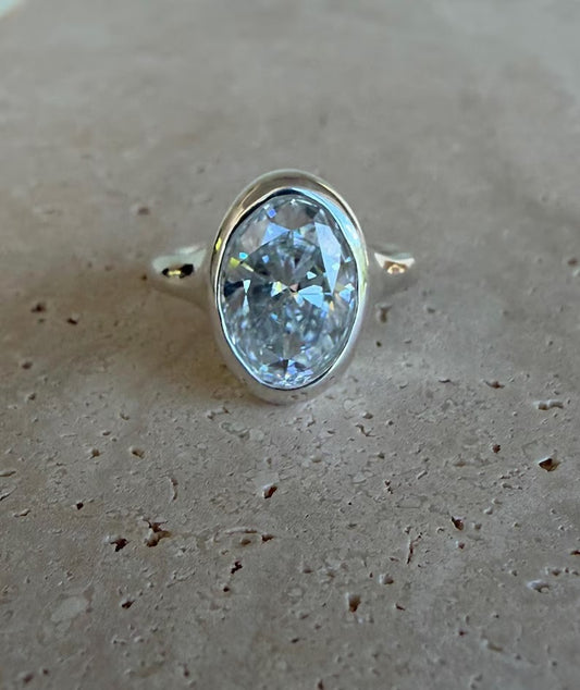 Certified Moissanite Ring solid silver