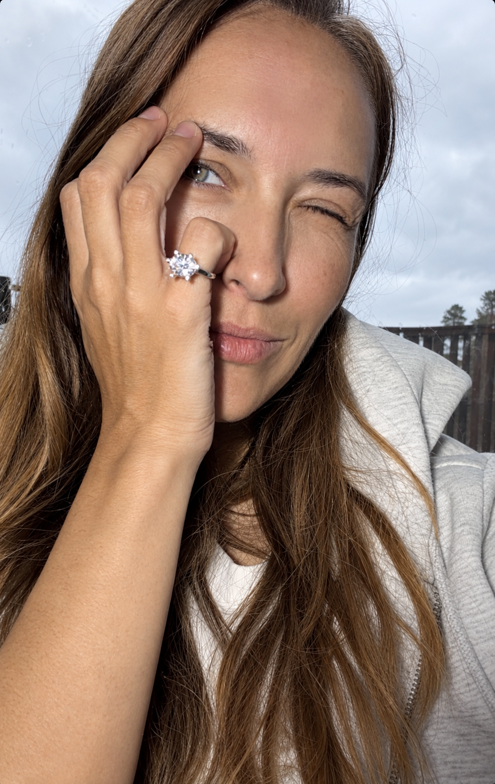 Festive Capsule 5 ct moissanite ring with sapphires in silver