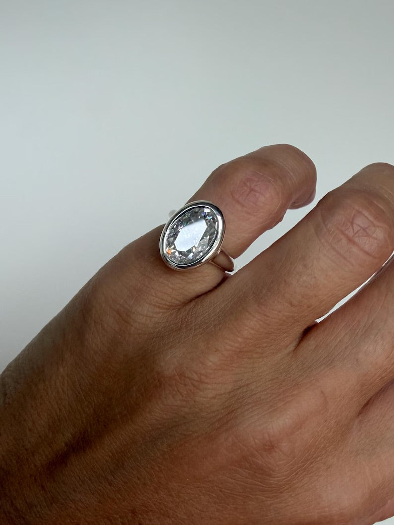 Certified Moissanite Ring solid silver