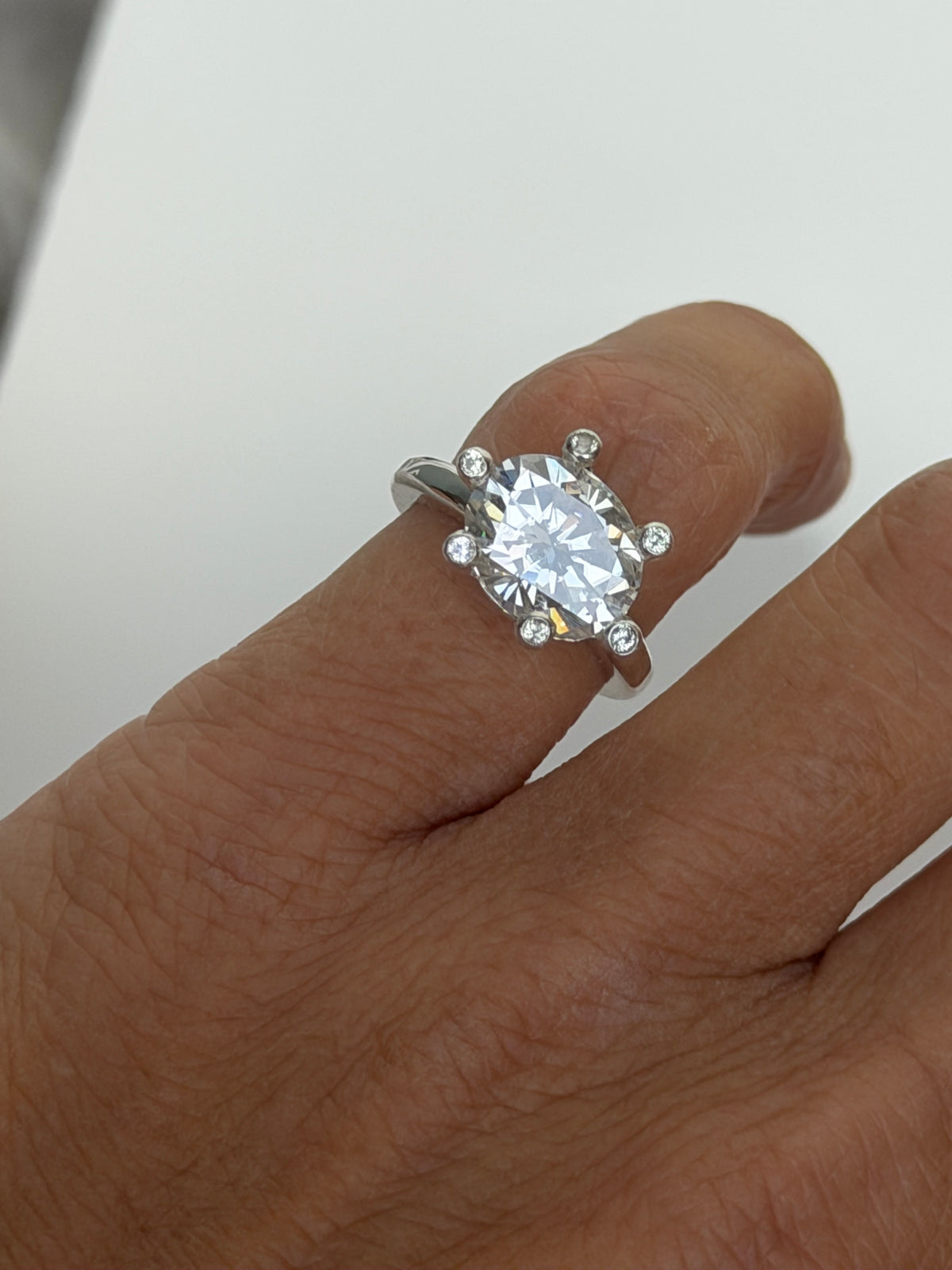 Festive Capsule 5 ct moissanite ring with sapphires in silver