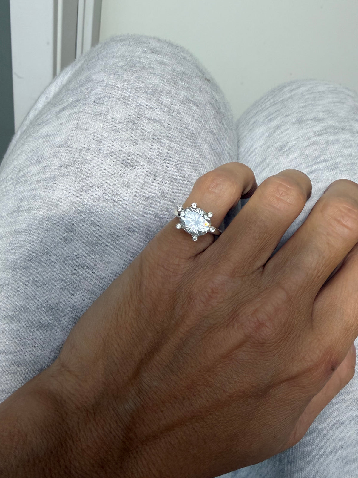 Festive Capsule 5 ct moissanite ring with sapphires in silver