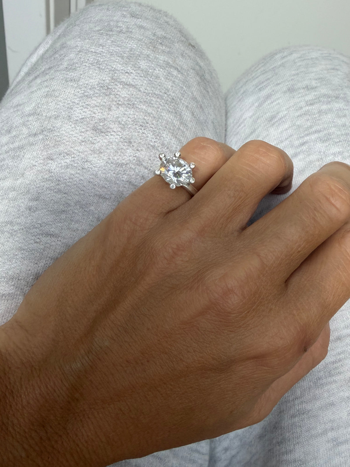 Festive Capsule 5 ct moissanite ring with sapphires in silver