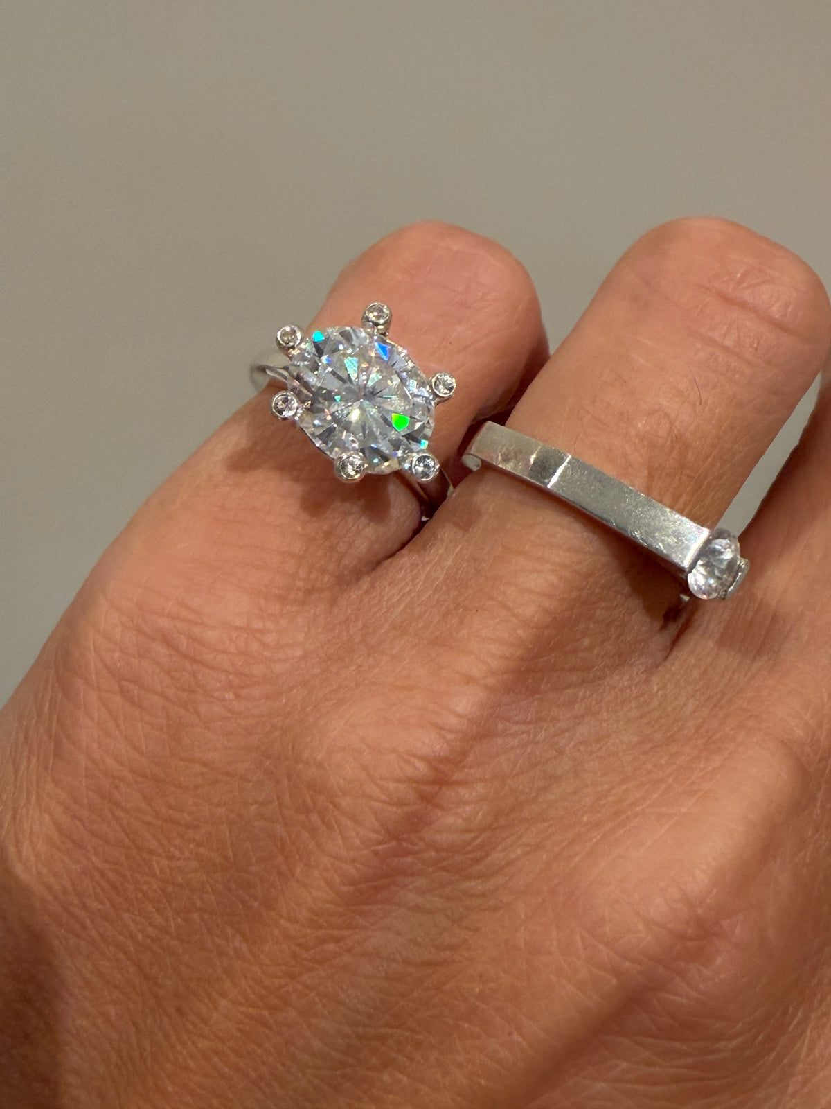Festive Capsule 5 ct moissanite ring with sapphires in silver