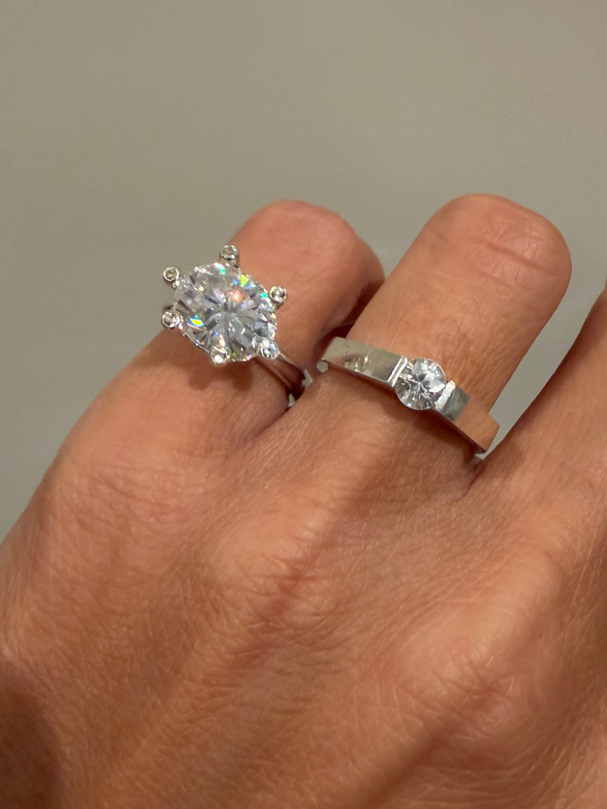 Festive Capsule 5 ct moissanite ring with sapphires in silver