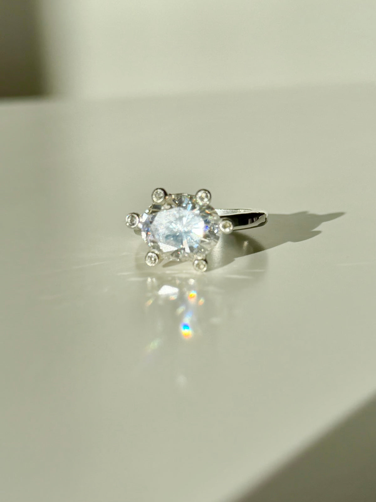 Festive Capsule 5 ct moissanite ring with sapphires in silver