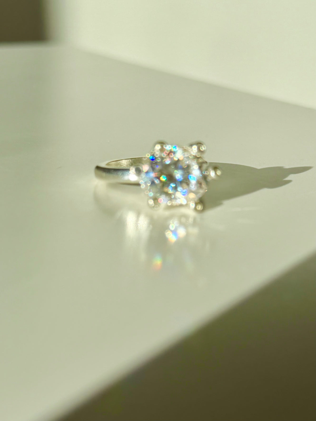 Festive Capsule 5 ct moissanite ring with sapphires in silver