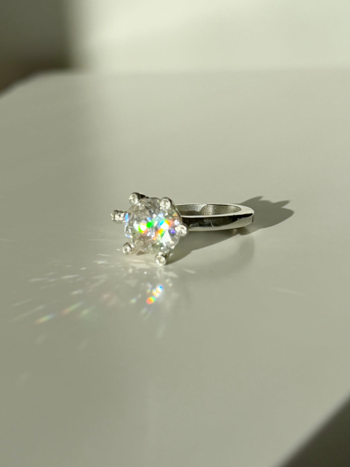 Festive Capsule 5 ct moissanite ring with sapphires in silver
